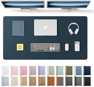 YSAGi Leather Desk Protector, Office Mat, Large Mouse Mat, Non-Slip PU Leather Blotter, Laptop Pad, Waterproof Writing Pad for Office and Home (Dark Blue, 47.2" x 23.6")