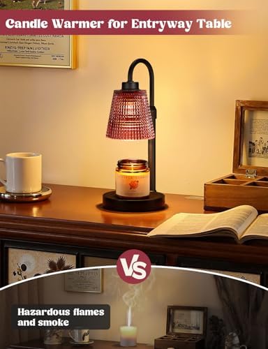 Pomegranate Red Candle Warmer Lamp with Timer, Dimmable Candle Warmer for Home Decor, Height Adjustable Candle Lamp for Jar Candles, Birthday Gifts for Women Mom, House Warming Gifts New Home
