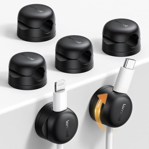 Lamicall 6 Pack Rotatable Cord Organizer, 1s Lock Spring Cable Holder Clips