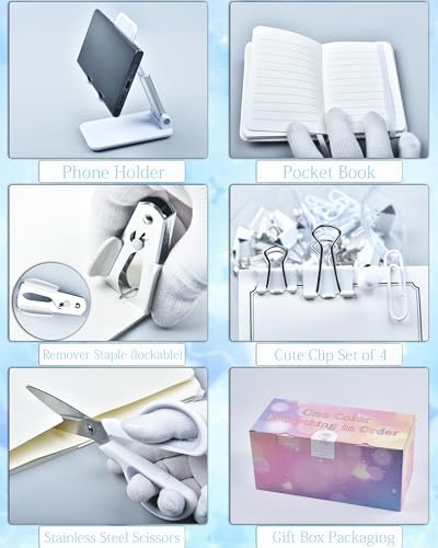 LXEVIHK White Desk Accessories 21-Piece Office Supplies Gift Set