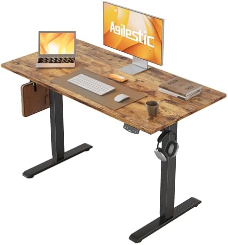 Agilestic 40*24 Inch Height Adjustable Electric Standing Desk, Rustic Brown