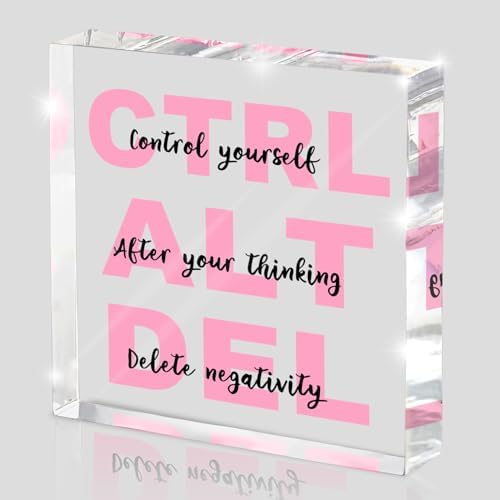 Empowerment Acrylic Sign - 4"x 4" Pink Office Desk Gift for Female Employees, Team Appreciation Decor with Inspirational Quote, Corporate Women's Day
