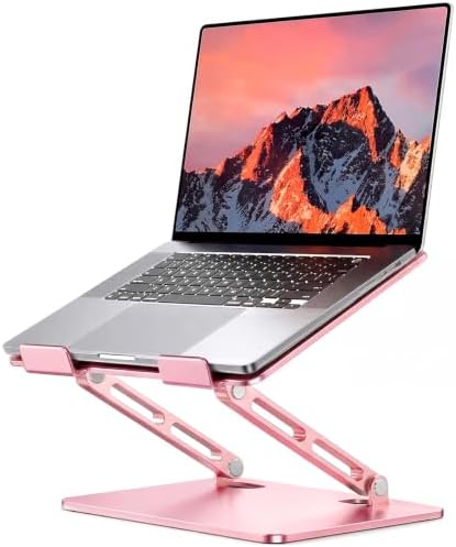 LOXP Aluminum Laptop Stand, Laptop Stand for Desk Ergonomic -Pink