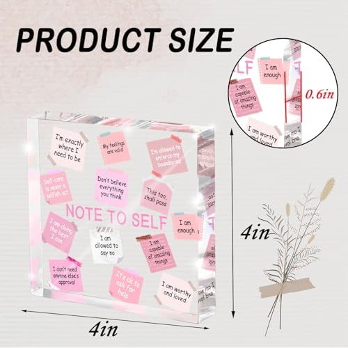 Female Desk Decor, 4x4 Inch Pink Acrylic, Motivational Quotes, Inspirational Desk Decor, Girls Dorm Must-Have, Positive Affirmation Gift for Women