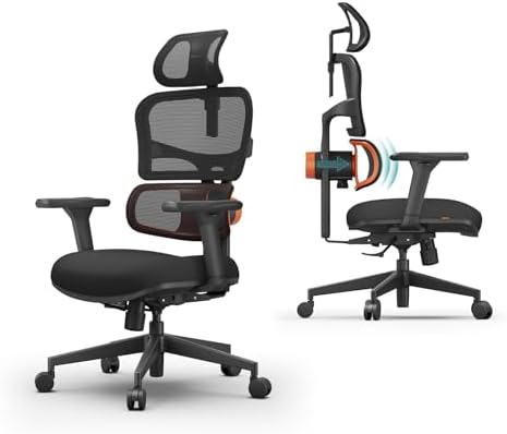 Newtral Office Chair Ergonomic - Home Office Desk Chair, Back Pain Chair with Auto-Following Lumbar Support, 4D Armrest, Seat Depth and Height Adjustable