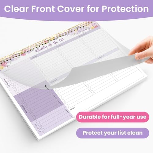 Weekly To Do List Notepad with 52 Undated Sheets（8.5"×11"）- Undated Weekly Planner Notepad for Office Desk Accessories and Supplies - Lavender Charm