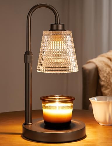 Brown Candle Warmer Lamp with Timer, Dimmable Candle Warmer for Jar Candles, Height Adjustable Wax Melts Warmer, Birthday Gifts for Women Mom, House Warming Gifts New Home Decor