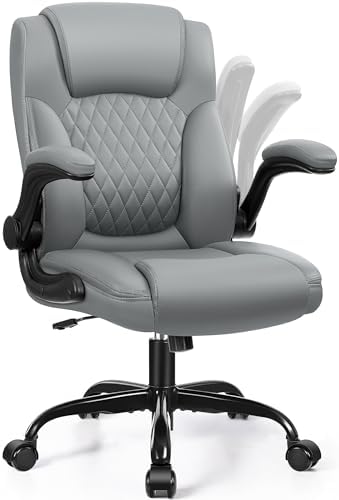 Leather Office Chair, PU Home Computer Desk Chairs with Ergonomic Back Support, 360°Swivel Free，Small Gaming Chair with Wheels and Adjustable Armrests, for Short People Use