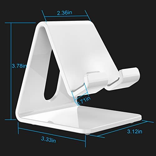 Crpich Acrylic Cell Phone Stand, Portable Phone Holder, White Phone Stand for Desk, Compatible with Phone16 15 14 13 12 Pro Max Mini 11 Plus, Switch, Android Smartphone, Pad, Tablet, Desk Accessories