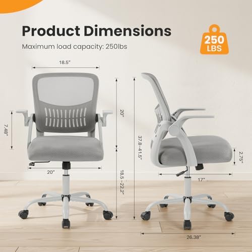 Sweetcrispy Computer Desk Chair, Home Office Chair, Lumbar Support