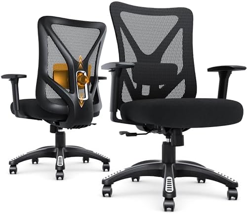 Ergonomic Office Chair, Mesh Computer Desk Chairs with BIFMA X5.1 Certified, Adjustable Lumbar Support, 3D Arm, Tilt Back, Wide Seat, Comfy Swivel Work Task Chair for Company and Home (Onyx Black)
