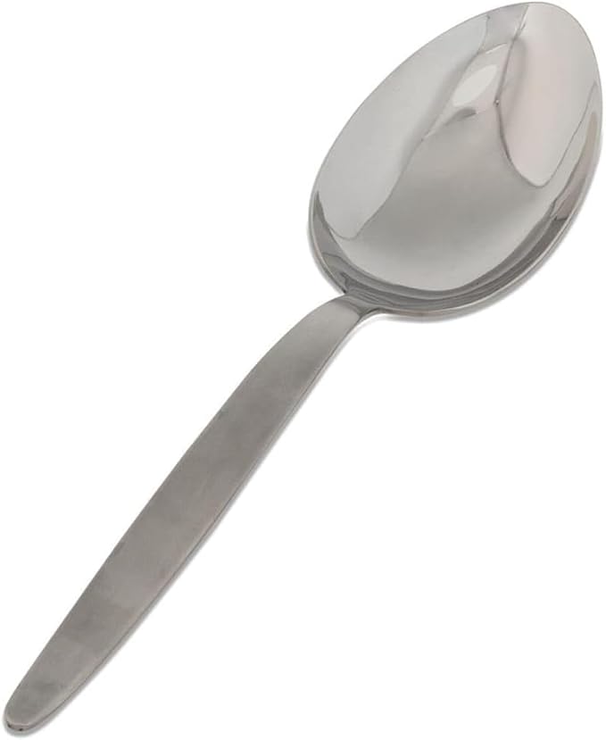 Kunz Perforated and Regular Set | Pack of 2 | 18/10 Stainless Steel | 9 Inch Cooking Dinner Serving Basting Quenelle Chef Spoon |