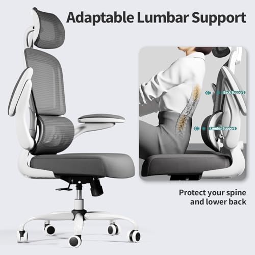 TRALT Office Chair Ergonomic Desk Chair - Gaming Chair with Lumbar Support (7, White)
