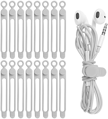 Silicone Cable Ties, Cord Organizer Cable Management(16Pcs-Grey)