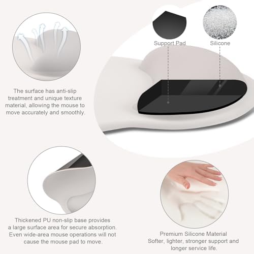 MOSISO Wrist Rest Support for Mouse Pad&Keyboard Set, Stone Gray