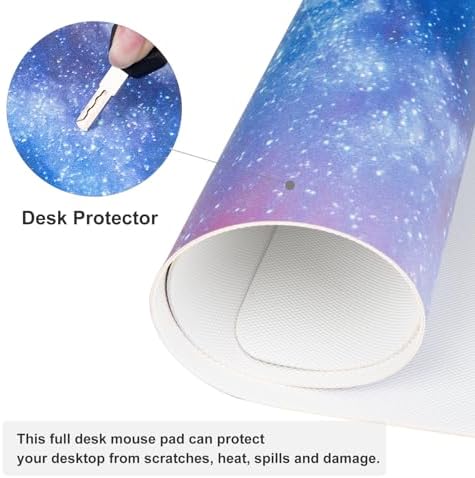 QiyI PU Leather Large Mouse Pad, Office Decor, 31.5" x 15.7", Blue Galaxy
