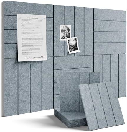 Fluxynara 36" x 24" Large Felt Bulletin Board, Blue Gray