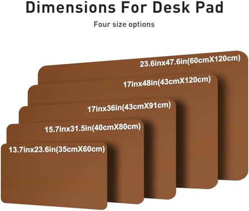 Aothia Faux Leather Desk Mat – Large Mouse Pad, Non-Slip PU Leather Blotter, Waterproof Writing Surface for Office and Home (Brown, 47.2" x 23.6")