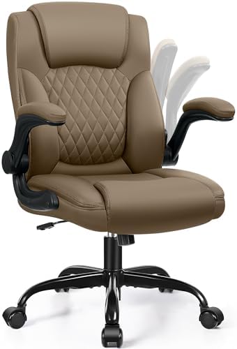 Leather Office Chair, PU Home Computer Desk Chairs with Ergonomic Back Support, 360°Swivel Free，Small Gaming Chair with Wheels and Adjustable Armrests, for Short People Use