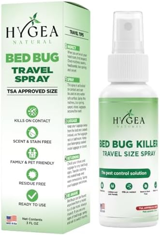 Travel Bed Bug Spray Killer for Mattress, TSA Approved, Lice & Mite, 3oz
