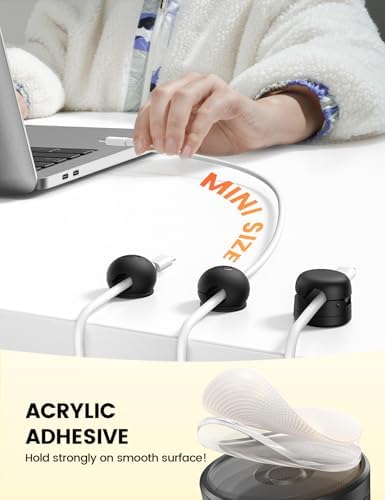 Lamicall 12 Pack Magnetic Cord Organizer, Silicone Mini Cable Clips