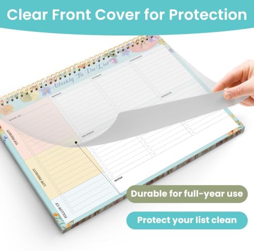 Weekly To Do List Notepad with 52 Undated Sheets（8.5"×11"）- Undated Weekly Planner Notepad for Office Desk Accessories and Supplies - Botanic Whimsy