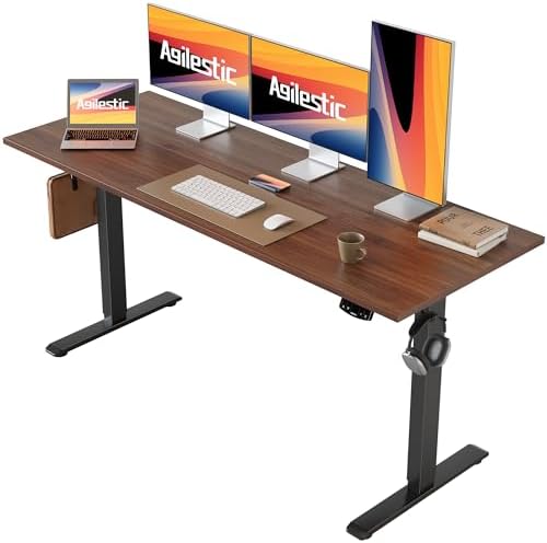 Agilestic 60*24 Inch Height Adjustable Electric Standing Desk, Dark Walnut
