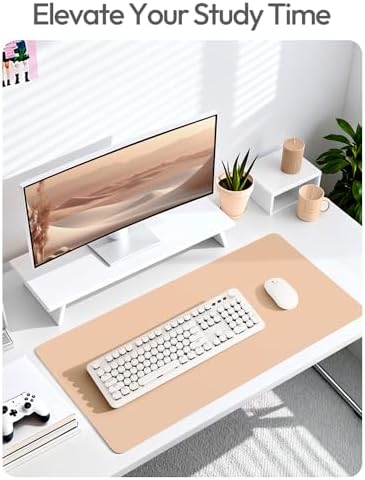 YSAGi Leather Desk Pad Protector, Office Desk Mat, Large Mouse Pad, Non-Slip PU Leather Desk Blotter, Laptop Desk Pad, Waterproof Desk Writing Pad for Office and Home (Latte,55" x 17.2")