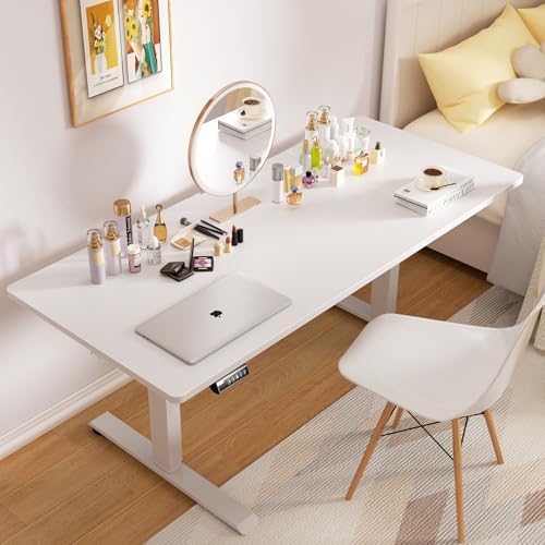 Veken 63"x28" Wider Large Standing Desk, Electric Height Adjustable, White