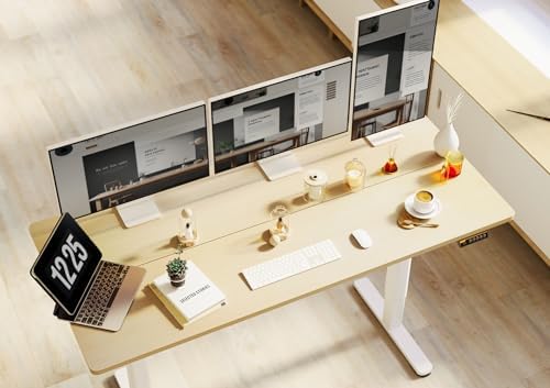 Claiks Electric Height Adjustable Standing Desk, 55x24 Inch, Nature