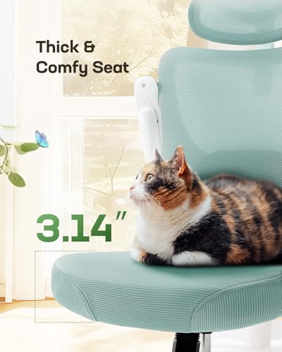 Marsail Ergonomic Office Chair: Office Desk Chair with High Back Mesh and Adjustable Lumbar Support Rolling Work Swivel Task Chairs with Wheel 3D Armrests and Headrest