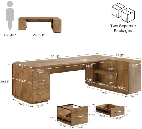 Tribesigns 86" L-Shaped Executive Office Desk, Extra Large Home Office Desk