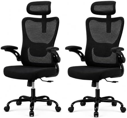 HUANUO Ergonomic Office Chair, High Back Computer Desk Chair with Adjustable Lumbar Support and Headrest, Comfy Gaming Chair with 3D Armrests, Home Office Rolling Chair, Max Load 300 lbs, Pack of 2