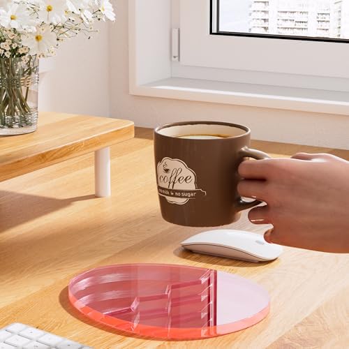 Acrylic Coaster Decorative Plates,Office Desk Accessories, Clear Dinosaur Egg Shape Coffee Cup Decor, Perfect for Tabletop Protection and Display.