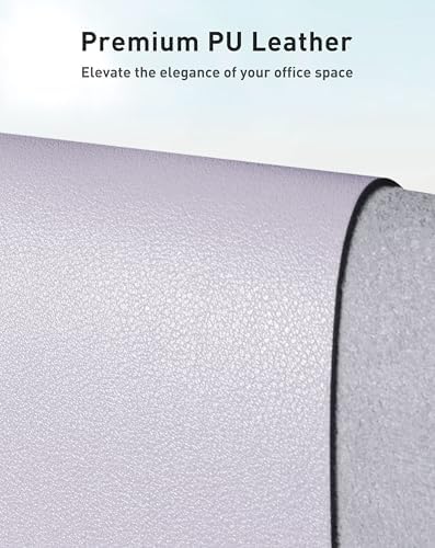 Aothia Faux Leather Desk Mat - Large Mouse Pad, Non-Slip PU Leather Blotter, Waterproof Writing Surface for Office and Home (Soft Lavender, 42" x 17")