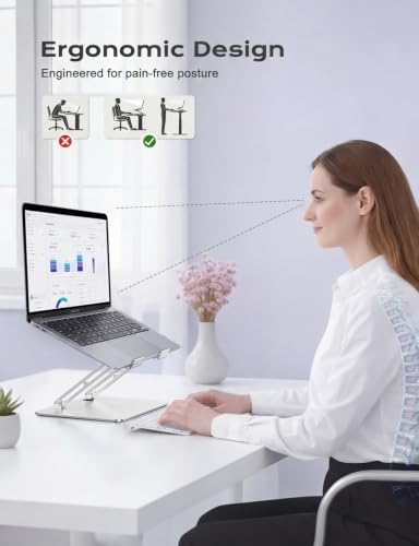 LOXP Portable Laptop Stand, Aluminum Laptop Stand for Desk - Silver