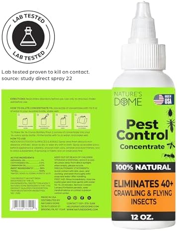 Nature's Dome Pest Control Concentrate 12 Oz | One Bottle Makes 1 Gallon of Ant & Bug Spray | Indoor & Outdoor Ant Spray for Home, Yard & Patio | Kills Fleas, Ticks, Ants & Mosquitos | Plant-Based