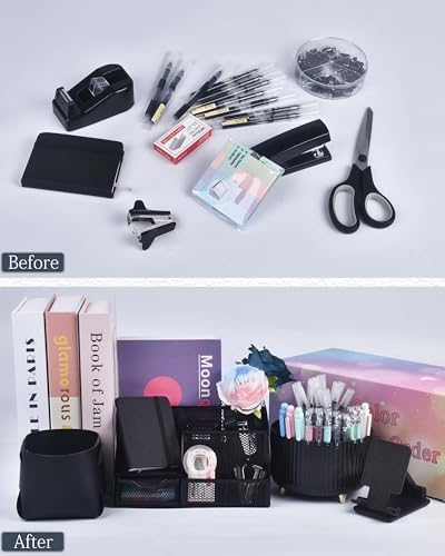LXEVIHK Black Desk Accessories 21-Piece Office Supplies Gift Set