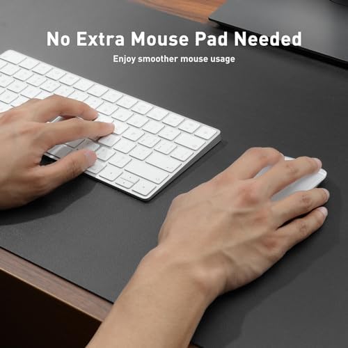 Aothia Faux Leather Desk Mat - Non-Slip PU Leather Desk Blotter, Waterproof Writing Surface, Large Desk Pad for Office & Home (Grey, 55" x 17")