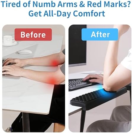 MEKASS L-Shaped Desk Elbow Pad for Desk, Memory Foam Elbow Support Padding with Non-Slip, Ergonomic Desk Edge Cushion, Wrist Comfort Support for Office Home 2 Pcs (Ellipse Black)