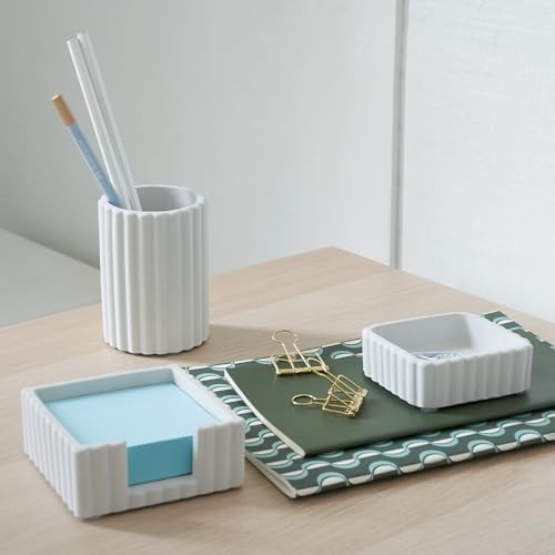 Modern Aesthetic Desk Accessories Set of 3 - Stylish Concrete Organizers