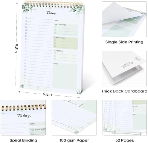 Taja To Do List Notepad, Undated Daily Planner for Work and Goal Setting