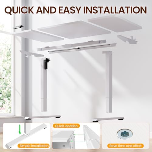 Veken 63"x28" Wider Large Standing Desk, Electric Height Adjustable, White