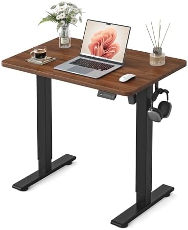 FEZIBO Standing Desk 32 × 19 Inch Electric Height Adjustable, Black Walnut