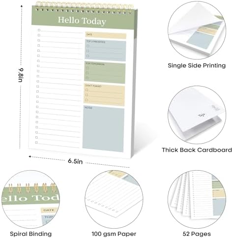 Taja To Do List Notepad, Undated Daily Planner for Work and Goal Setting