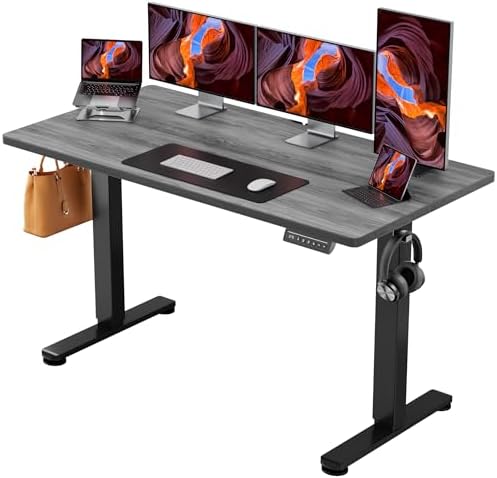 ErGear Height Adjustable Electric Standing Desk, 63 x 28 Inches Sit Stand up Desk, Memory Computer Home Office Desk, Grey