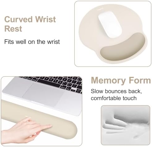 MOSISO Wrist Rest Support for Mouse Pad&Keyboard Set, Khaki
