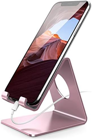 Lamicall Pink Phone Stand, Desk Accessories - Rose Gold Pink Cell Phone Holder, Office Decor, Office Desk Accessories, Suitable for iPhone 16 15 14 13 Pro Max, 4-8'' Phone