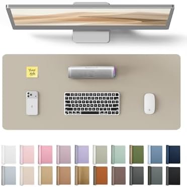 YSAGi Leather Desk Pad Protector, Office Desk Mat, Large Mouse Pad, Non-Slip PU Leather Desk Blotter, Laptop Desk Pad, Waterproof Desk Writing Pad for Office and Home (Olive Beige, 23.6" x 13.8")