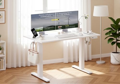 Claiks Electric Height Adjustable Standing Desk, 48x24 Inch, Cold White